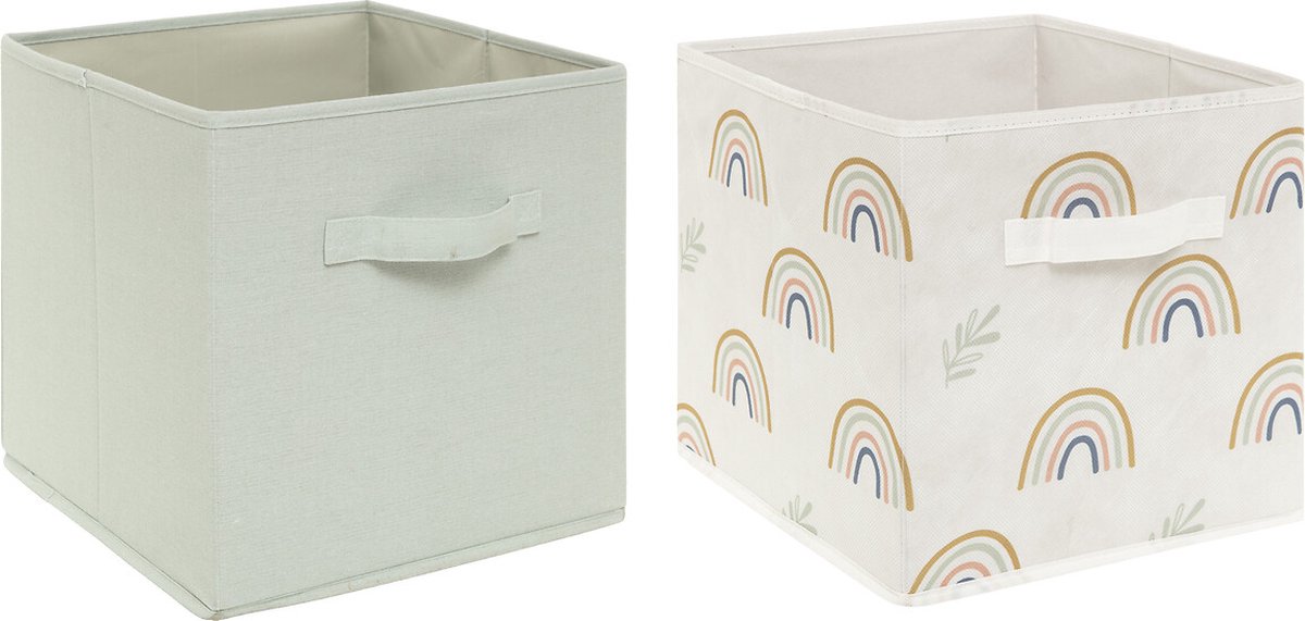 Atmosphera Opbergdoos Set - 2 stuks, Groen, 29 x 29 x 29 cm