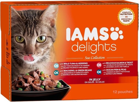 Iams Delights Sea Collection Jelly – Kat – Natvoer – 12 X 85 Gr