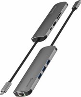 Swissten Aluminium 8 in 1 USB-C Hub Adapter voor o.a. Macbook - Grijs