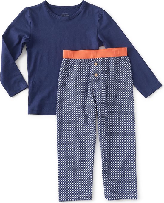 Little Label Pyjama Jongens - Maat 110-116 - Blauw, Wit - Zachte BIO Katoen