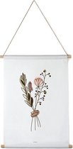 Villa Madelief Interieurbanner bunch of flowers - Textielposter - 30x40cm - Wandkleed - Wandtapijt - Wanddecoratie voor thuis - Makkelijk op te hangen - Poster met houten hangers