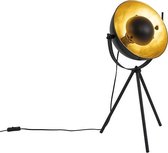 QAZQA magnax - Industriele Tripod/driepoot tafellamp - 1 lichts - H 63.6 cm - Zwart Goud - Industrieel - Woonkamer | Slaapkamer | Keuken