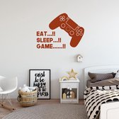 Muursticker Eat, Sleep Game - Bruin - 100 x 75 cm - baby en kinderkamer - game baby en kinderkamer alle