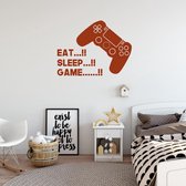 Muursticker Eat, Sleep Game -  Bruin -  100 x 75 cm  -  baby en kinderkamer - jongens  engelse teksten  baby en kinderkamer  alle - Muursticker4Sale