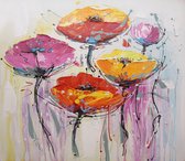Olieverfschilderij - schilderij kleurrijke bloemen - handgeschilderd - 100x100 - woonkamer slaapkamer