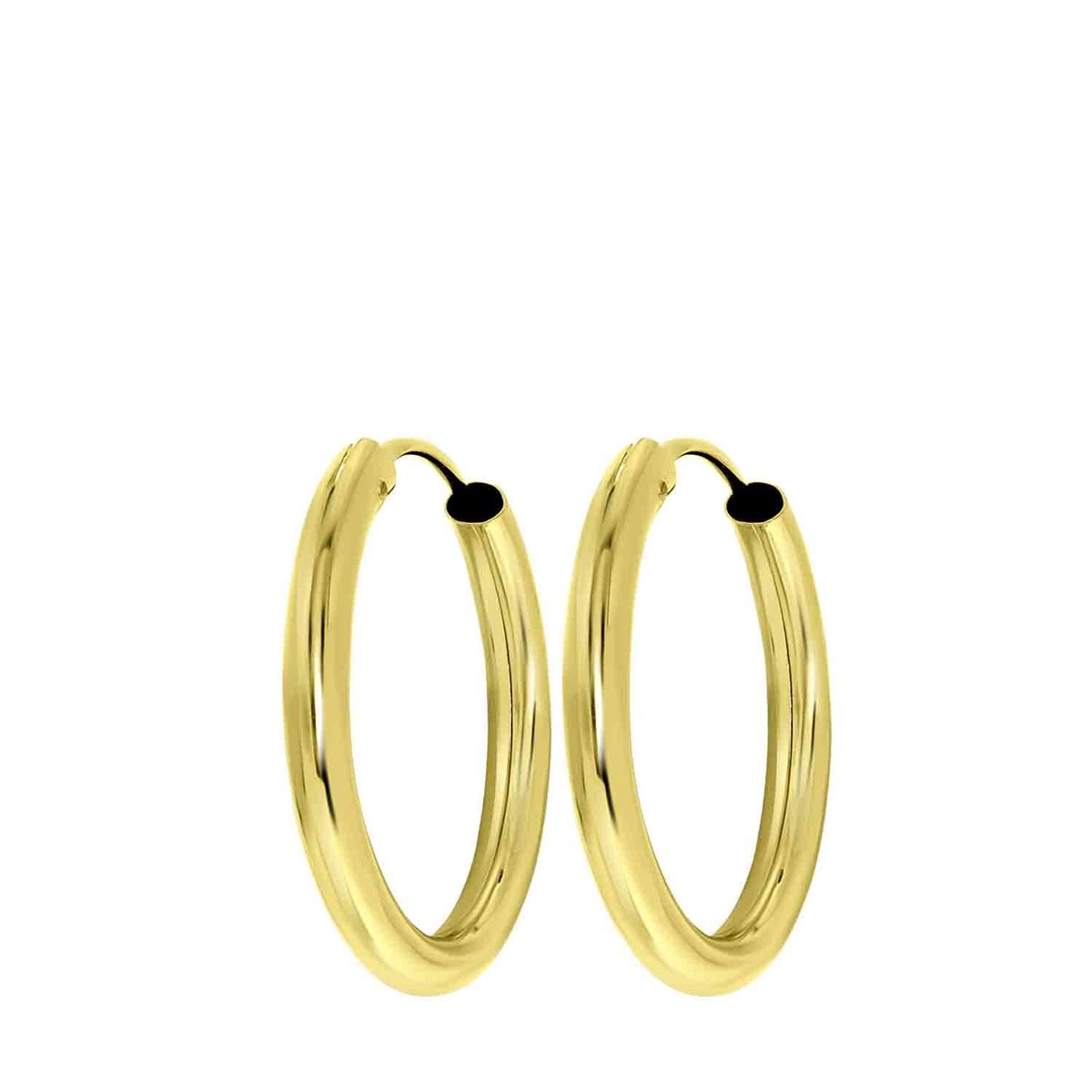 Lucardi Dames Oorbellen 15mm - Oorbellen - Cadeau - 9 Karaat - Geelgoud