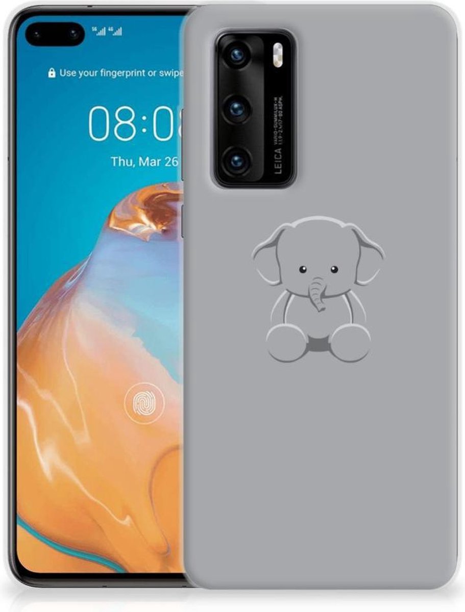 Huawei P40 Telefoonhoesje met Naam Grijs Baby Olifant