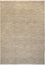 Beige vloerkleed - 120x170 cm  -  Symmetrisch patroon Geruit - Modern