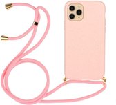 Apple iPhone 11 Pro Max Hoesje Back Cover Flexibel TPU met Koord Roze