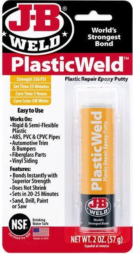 J-B Weld Plastic Weld enorm krachtige putty voor automotive, pvc,  fiberglass, vinyl en... | bol.com