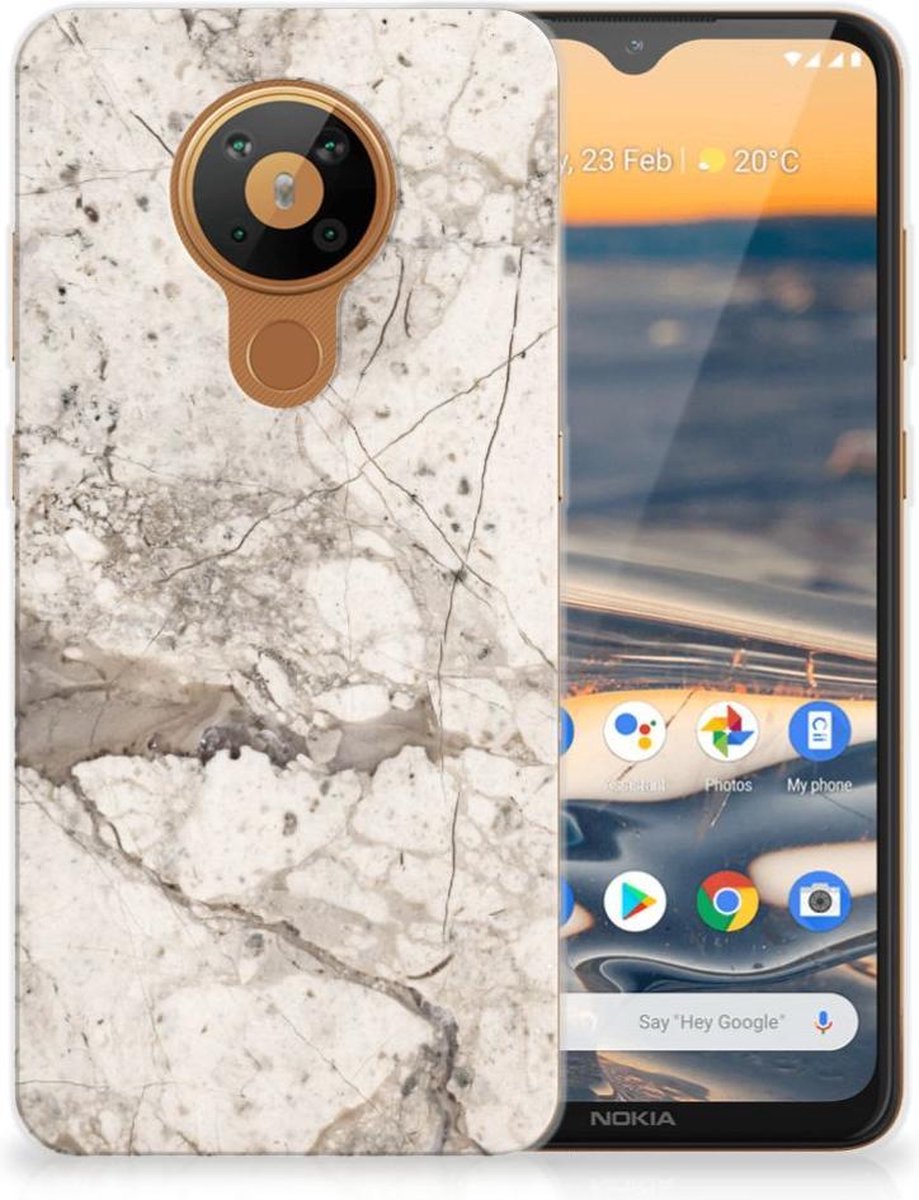 Nokia 5.3 TPU Siliconen Hoesje Marmer Beige