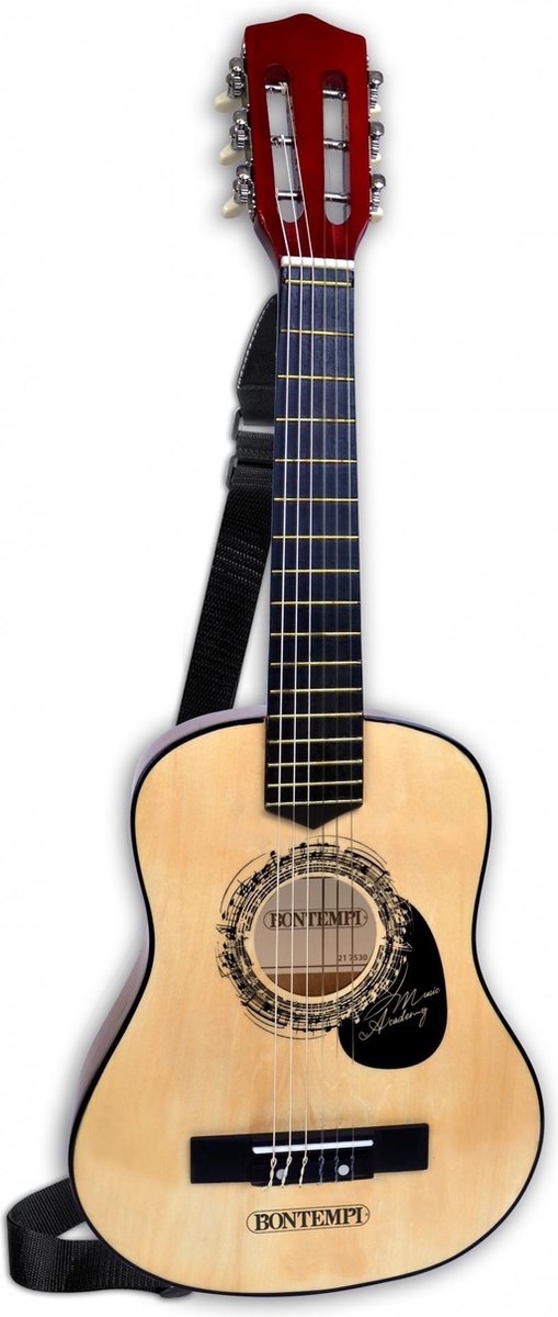 Bontempi Spa Bontempi houten gitaar met 6 snaren en schouderband 75 cm