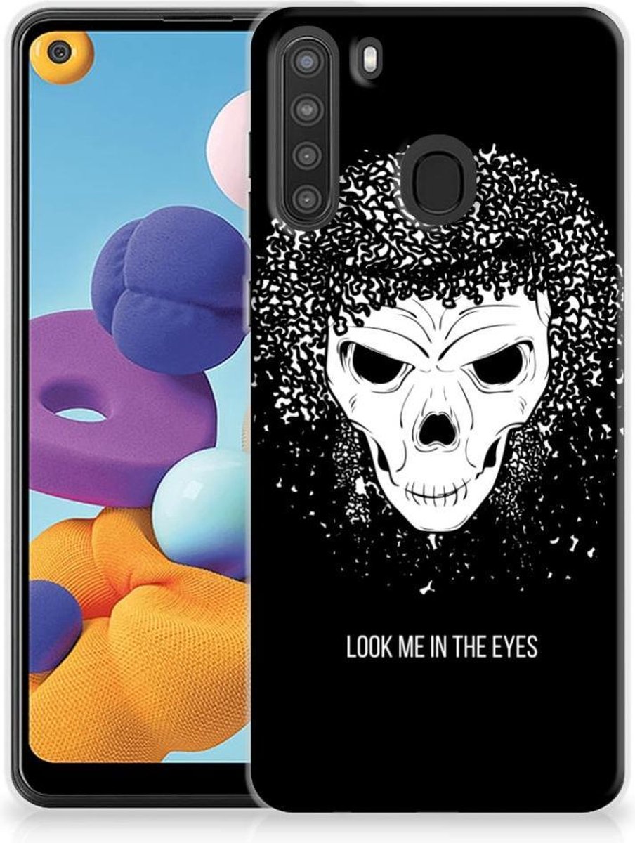 Silicone Back Case Samsung Galaxy A21 Skull Hair