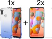 Samsung A11 Hoesje - Samsung Galaxy A11 hoesje shock proof case cover transparant - 2x Samsung A11 Screenprotector