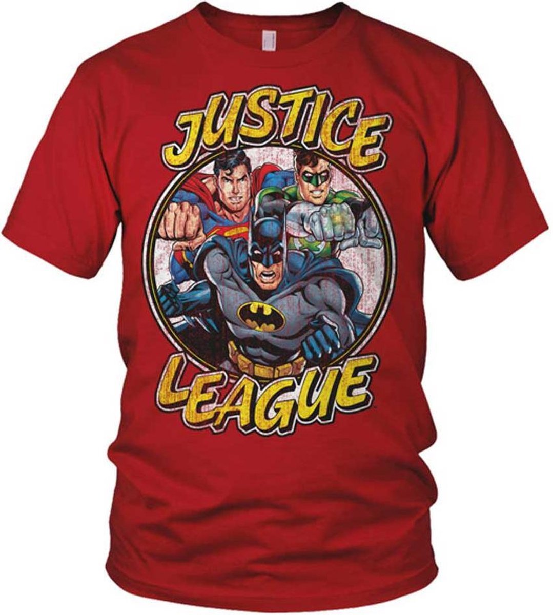 DC Comics Justice League Heren Tshirt -L- Team Rood