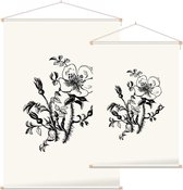 Duinroos zwart-wit (Burnet-Leaved Rose) - Foto op Textielposter - 120 x 180 cm