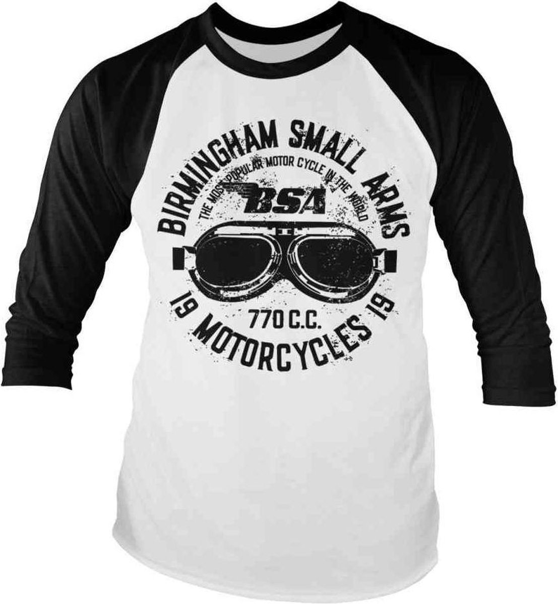 BSA Raglan top -2XL- Birmingham Small Arms Goggles Wit/Zwart