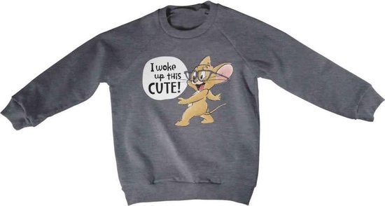 Tom And Jerry Sweater/trui kids -Kids tm 8 jaar- Jerry - I Woke Up This Cute Grijs
