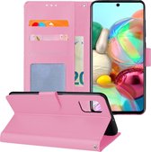 Samsung Galaxy A71 Hoesje Book Case Hoes Wallet Cover - Licht Roze