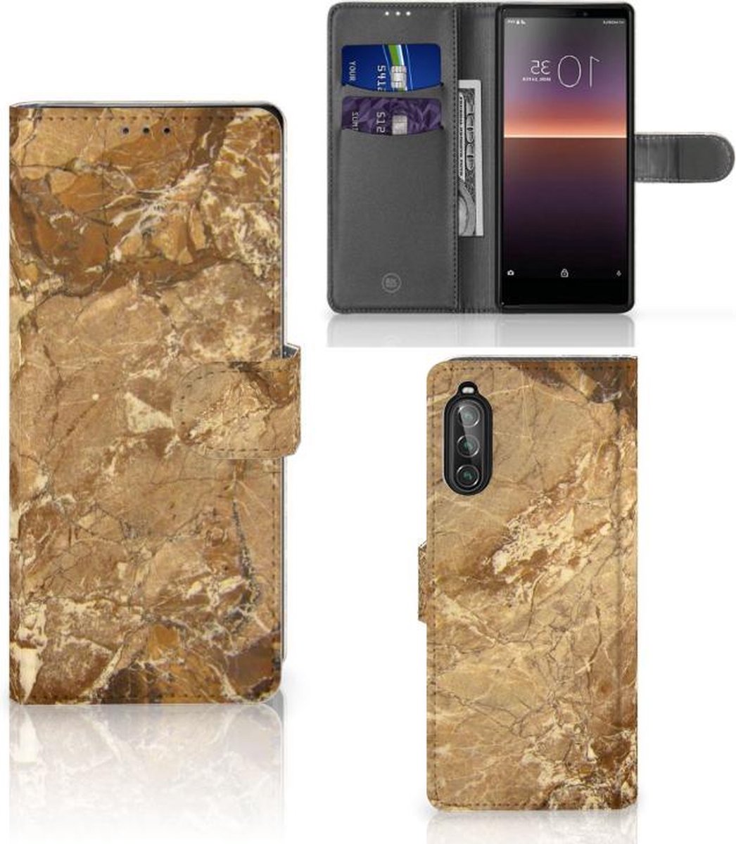 Sony Xperia 10 II Bookcase Marmer Creme