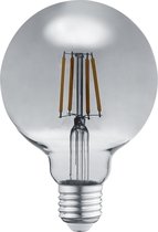 LED Lamp - Filament - Trion Globin - E27 Fitting - 6W - Warm Wit 3000K - Rookkleur - Aluminium - BSE