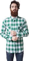 Urban Classics Overhemd -M- Checked Flanell Wit/Groen