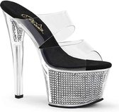 Pleaser Muiltjes -38 Shoes- SKY-302SRS Paaldans schoenen Zilverkleurig/Transparant