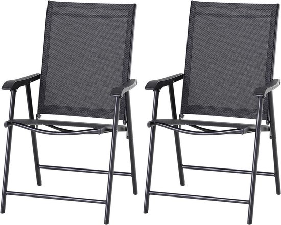 grijnzend Laat je zien antenne 2x Tuinstoel met armleuning - Tuin stoel - Klapstoel- Set van twee - zwart  | bol.com