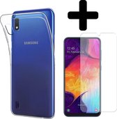 Hoesje Geschikt voor Samsung M10/A10 Hoesje Siliconen Case Hoes Met Screenprotector - Hoes Geschikt voor Samsung Galaxy M10/A10 Hoes Cover Case - Transparant