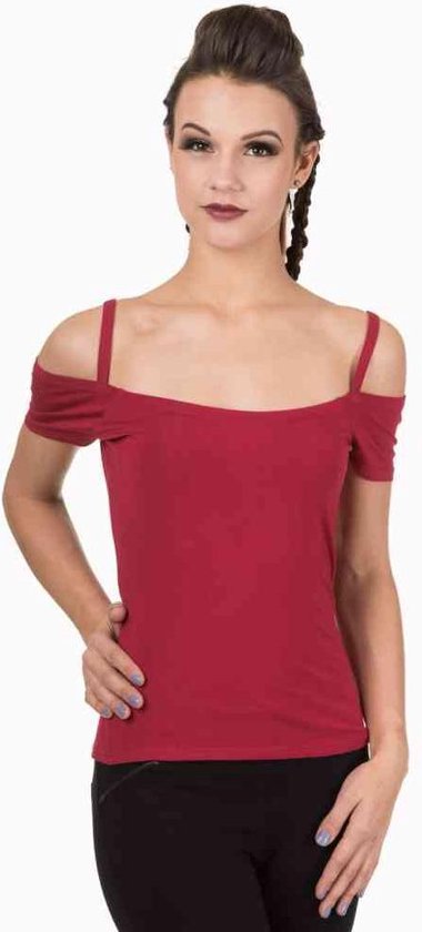 Banned - REMINISCE Off shoulder top - XL - Bordeaux rood