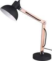 LED Bureaulamp - Tafelverlichting - Trion Komo - E27 Fitting - Rond - Mat Zwart - Aluminium - BES LED