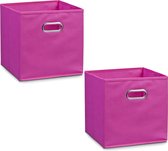 4x Roze opbergmanden/kastmanden 32 x 32 cm - Zeller - Woondecoratie/accessoires - Kinderkamer manden - Speelgoed manden - Decoratiemanden - Opbergmanden/opruimmanden - Opbergers