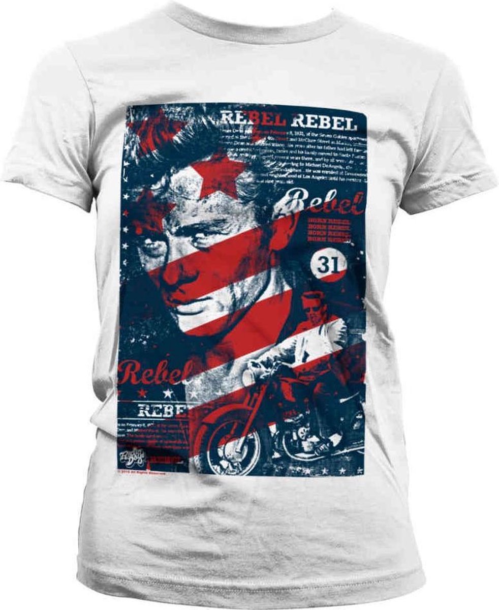 James Dean Dames Tshirt -L- Washed Poster Wit
