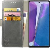Rosso Element Book Case Wallet Hoesje Geschikt voor Samsung Galaxy Note 20 | Portemonnee | 3 Pasjes | Magneetsluiting | Stand Functie | Grijs