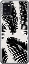 Samsung A31 hoesje siliconen - Palm leaves silhouette | Samsung Galaxy A31 case | zwart | TPU backcover transparant