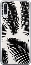 Samsung A70 hoesje siliconen - Palm leaves silhouette | Samsung Galaxy A70 case | zwart | TPU backcover transparant