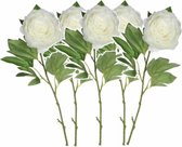 Set van 5x stuks creme witte pioenroos/rozen van 76 cm - Kunstbloemen boeketten - Huis woon decoraties