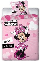 Disney Minnie Mouse Dekbedovertrek Star  - Eenpersoons - 140  x 200 cm - Roze
