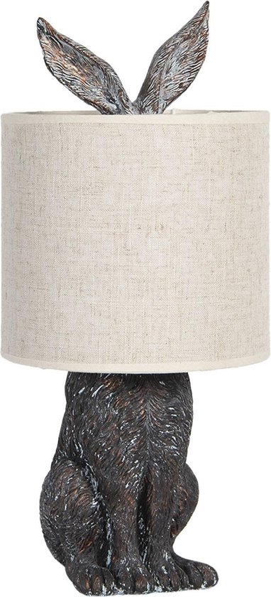 Clayre & Eef Tafellamp Konijn Ø 20x45 cm Bruin Beige Polyresin