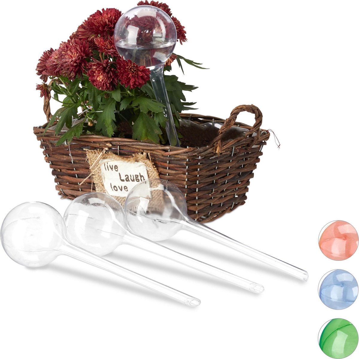 waterdruppelaar - set van 4 - watergeefsysteem - 2 weken - kamerplanten - kunststof - transparant