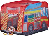 relaxdays play tente fire brigade - pop up tente pour enfants - tente avec motif de voiture - garçons d'extérieur
