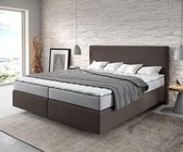 Bed Dream-Well Bruin 180x200 cm Plat geweven met matras en topper boxspring-bed