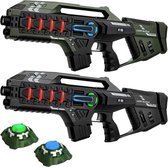Light Battle Connect Lasergame set - Groen/Grijs - 2 Mega Blasters + 2 Targets - Laserguns met Anti-Cheat functie - 2 spelers