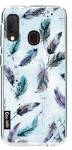 Casetastic Samsung Galaxy A20e (2019) Hoesje - Softcover Hoesje met Design - Feathers Blue Print