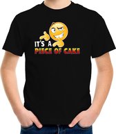 Funny emoticon t-shirt Its a piece of cake zwart kids XS (110-116)