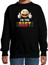 Funny emoticon sweater I am the best zwart kids 3-4 jaar (98/104)