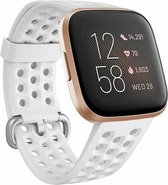 Fitbit Versa siliconen bandje met gaatjes - Wit - Maat L