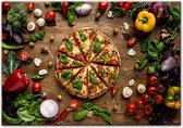 Canvas Experts doek met Pizza en groenten voor in de keuken maat 55x75CM *ALLEEN DOEK MET WITTE RANDEN* Wanddecoratie | Poster | Wall art | canvas doek |