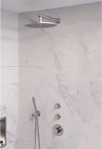 Brauer Brushed Edition Regendoucheset inbouw - hoofddouche 30cm - 3 gladde knoppen - rechte wandarm - handdouche staaf 1 stand - PVD - geborsteld RVS