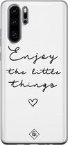 Huawei P30 Pro hoesje siliconen - Enjoy life | Huawei P30 Pro case | zwart | TPU backcover transparant